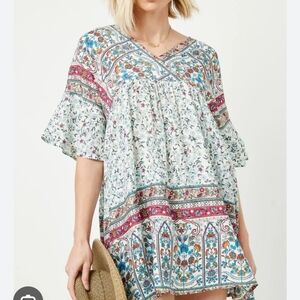Hayden BOHO Floral Tunic Multi Color 1X